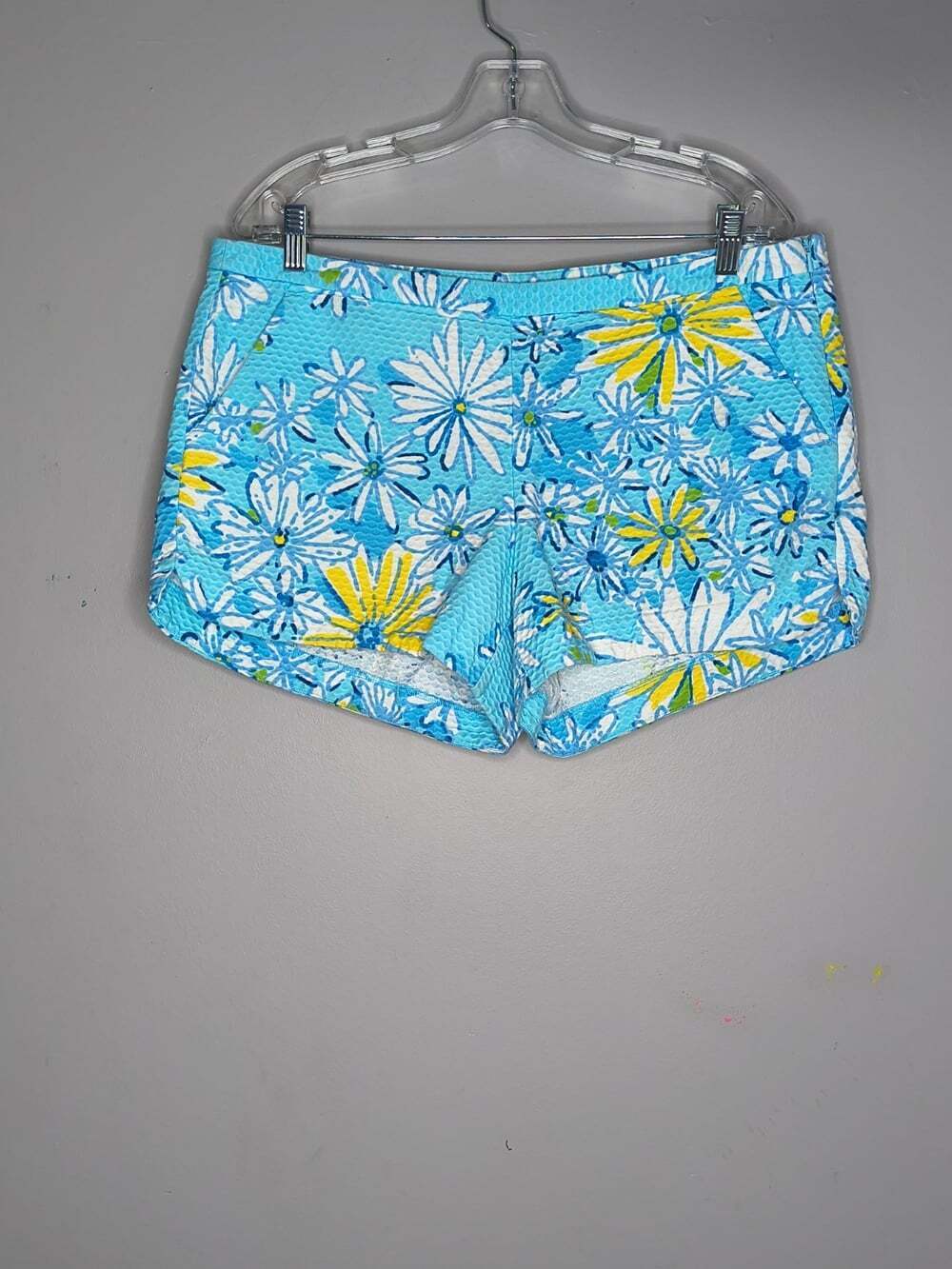 Lilly Pulitzer Adie Breakwater Blue Allover Daisy Dance textured shorts size 12